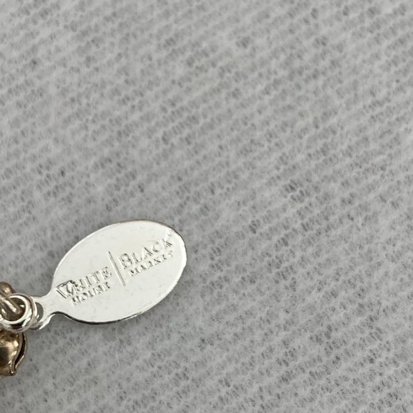 White House Black Market Gray/Crystal Bead Drop Necklace - Picture 4 of 6